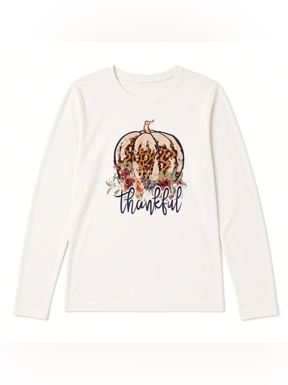 Women’s Fall Long Sleeve Thankful Pumpkin Graphic Tee - Picture 2 of 9